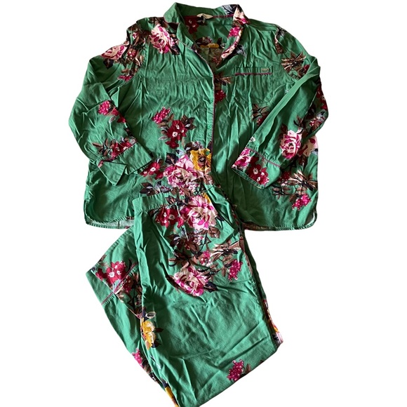 Joules Intimates & Sleepwear Joules Green Floral Sleeptight Light Cotton Blend Pajama Set Xl
